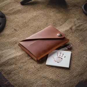 NEW Crazy Horse Craft Minimalist Leather Origami Wallet, Brown